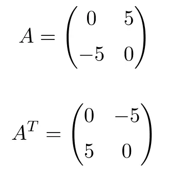 example of 2x2 antisymmetric or skew symmetric matrix