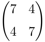 example of 2x2 dimension symmetric matrix