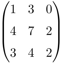 example of 3x3 dimension singular matrix