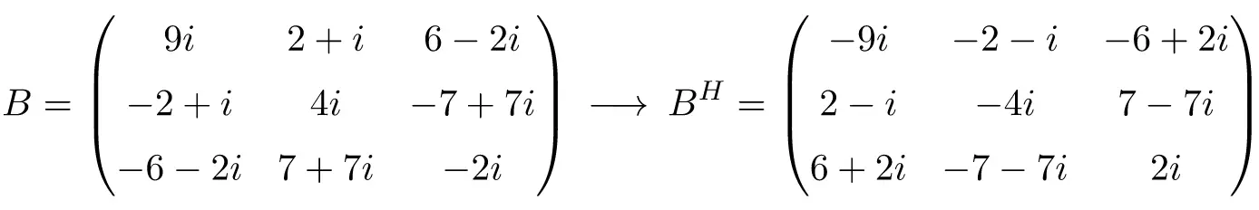 Skew hermitian or antihermitian matrix definition examples properties