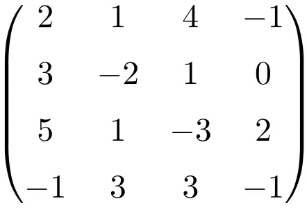 Example of a 4x4 singular matrix 