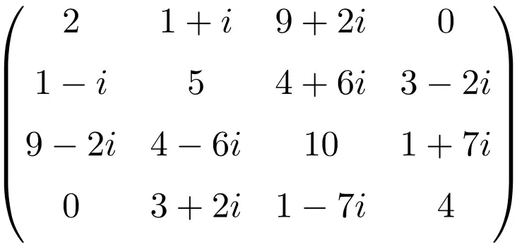 Example of a 4x4 dimension Hermitian matrix