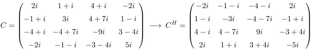 example of a 4x4 dimension skew hermitan or antihermitian matrix