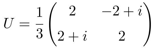 2x2 dimension unitary matrix example