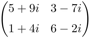 example of a 2x2 dimension complex matrix