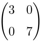 example of a 2x2 dimension diagonal matrix