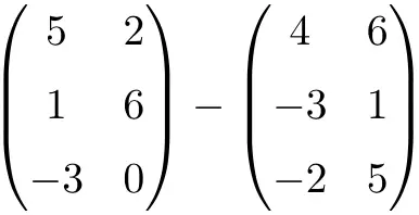 example of a 3x2 matrix subtraction