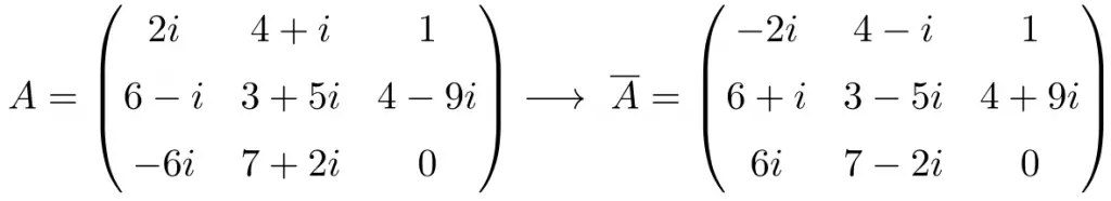example of a 3x3 conjugate matrix,