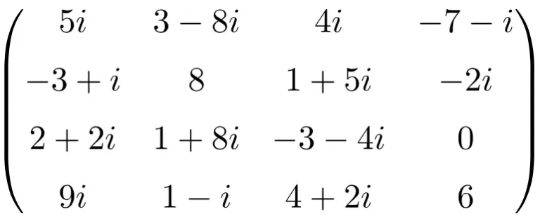 Complex matrix: definition, types, examples, operations,...