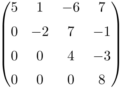 example of a 4x4 upper triangular matrix