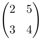 example of square matrix of order 2