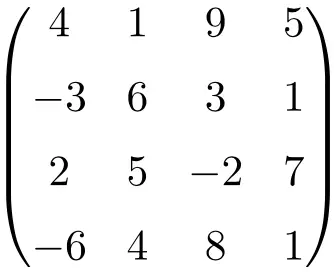 example of square matrix of order 4