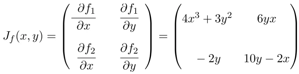 2x2 jacobian matrix