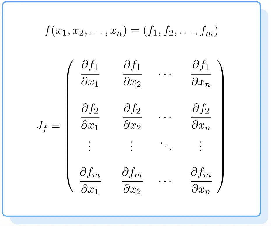 Jacobian matrix formula