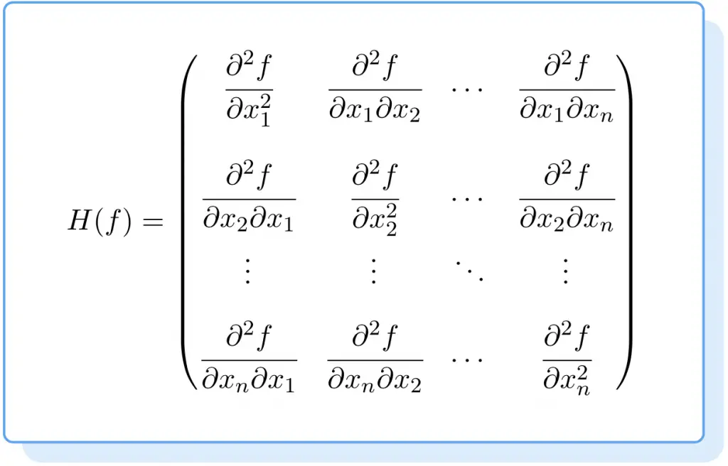 formula of hessian matrix