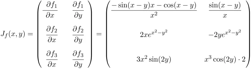 size of jacobian matrix