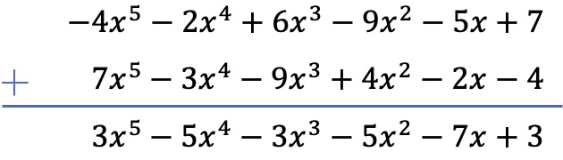 subtracting polynomials rules