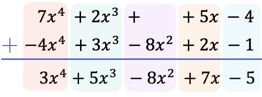 subtracting polynomials vertically