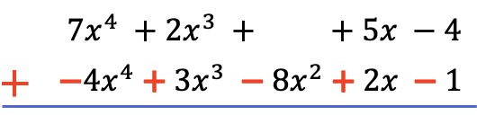 subtracting polynomials with different exponents