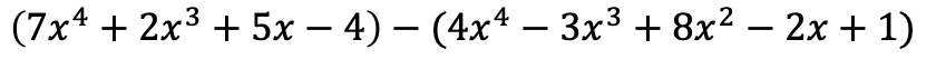 subtraction of polynomials example