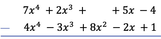 subtraction of polynomials meaning