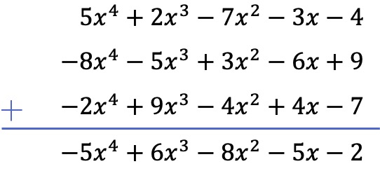 subtraction of three polynomials